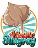 Vector gratuito logotipo de mantarraya atlántica con carácter de cartón