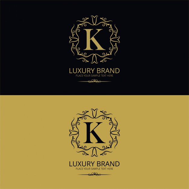 Logotipo de marca de lujo de la letra k