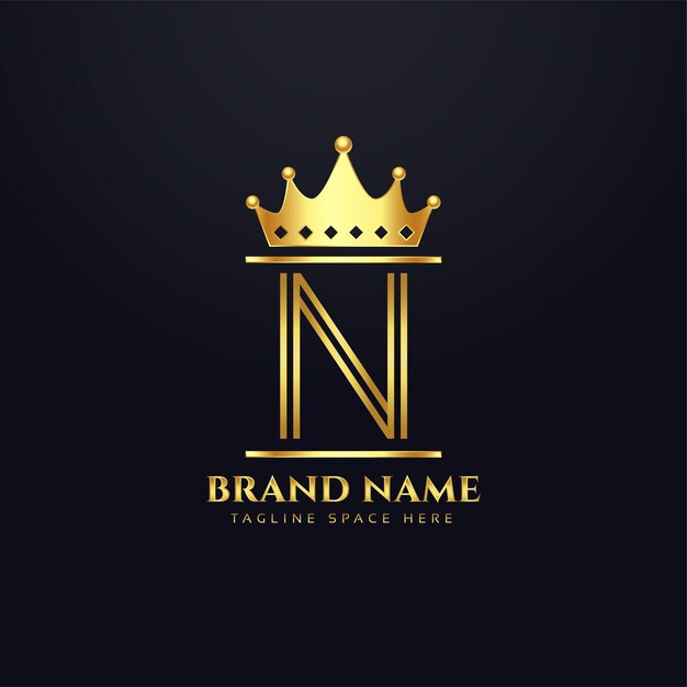 Logotipo de la marca de lujo para la letra N con corona.