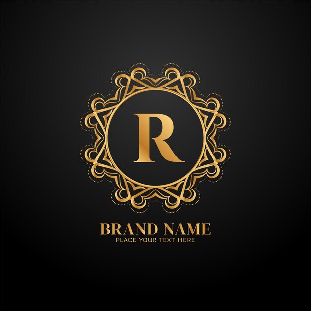 Logotipo de la marca de lujo letra R