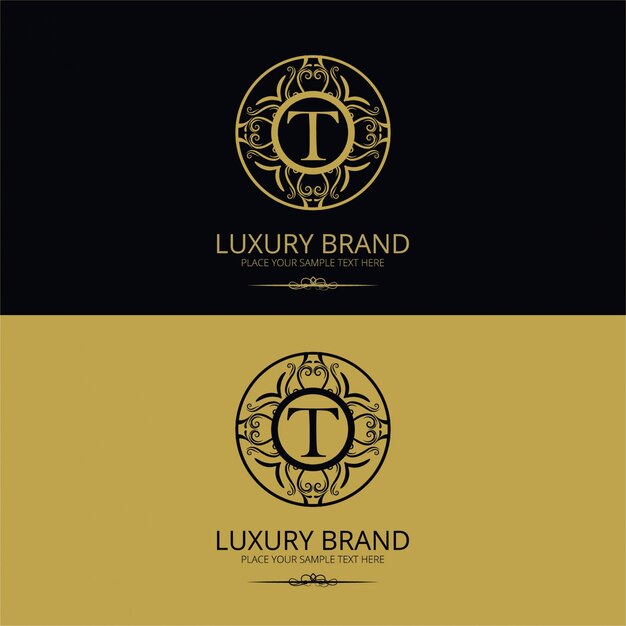 Logotipo de marca de lujo de la letra t
