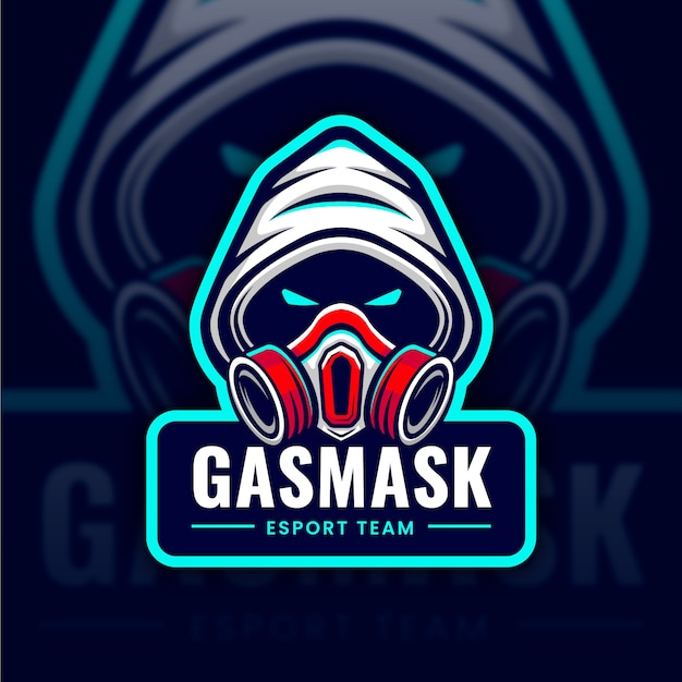 Logotipo de máscara de gas para juegos dibujado a mano