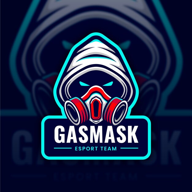 Logotipo de máscara de gas para juegos dibujado a mano