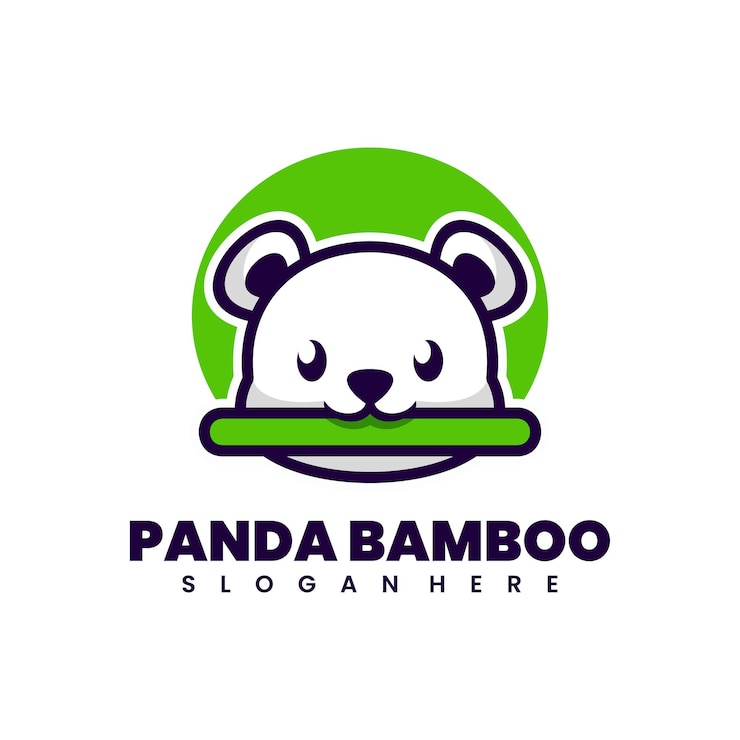 Vector gratuito logotipo de la mascota del panda de bambú vectorial gratuito