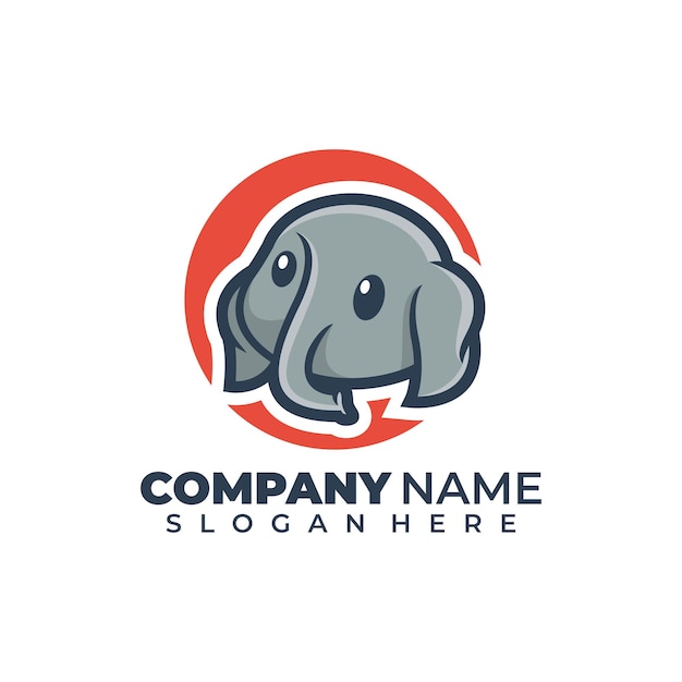 Vector gratuito logotipo de mascota simple cabeza de elefante