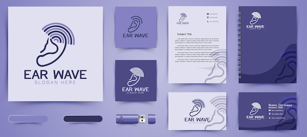 Logotipo médico de radiología del oído y plantilla de marca comercial diseños inspiración aislada sobre fondo blanco