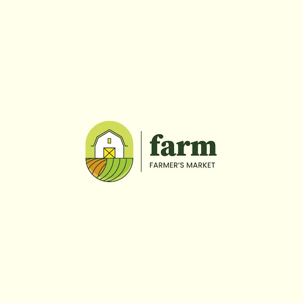 Logotipo de mercado de agricultores de diseño plano dibujado a mano