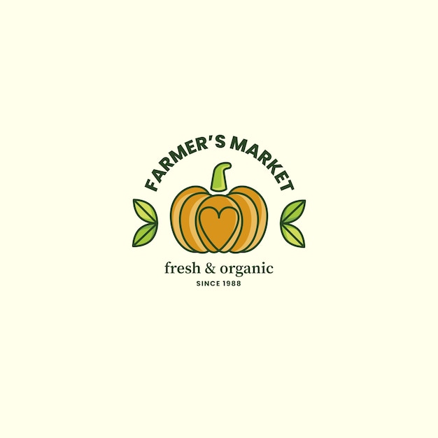 Logotipo de mercado de agricultores de diseño plano dibujado a mano