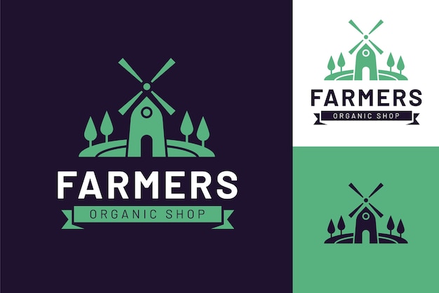 Logotipo de mercado de agricultores de diseño plano