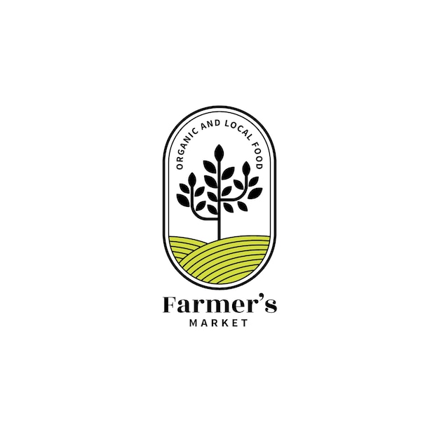 Logotipo de mercado de agricultores de diseño plano