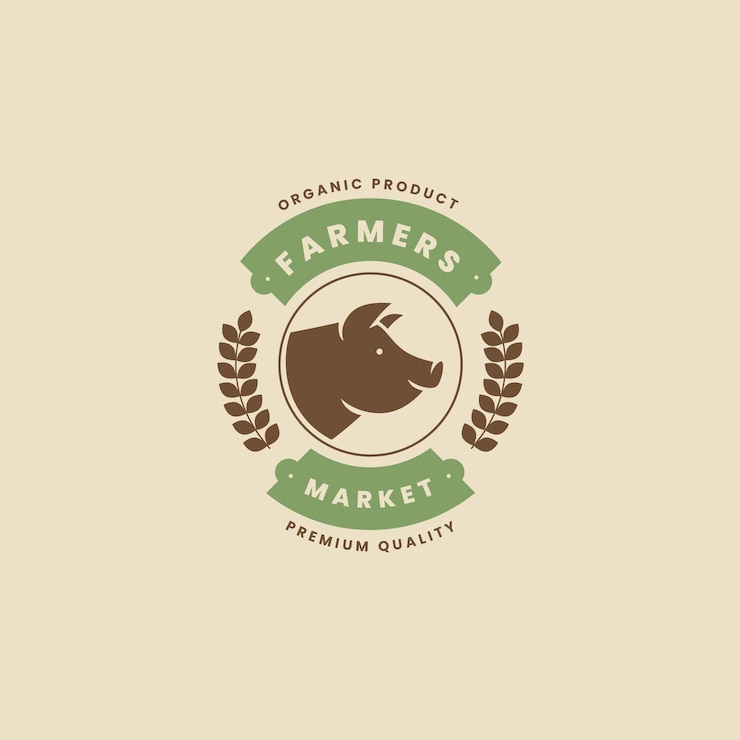 Vector gratuito logotipo de mercado de agricultores de diseño plano