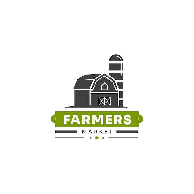 Logotipo de mercado de agricultores de diseño plano
