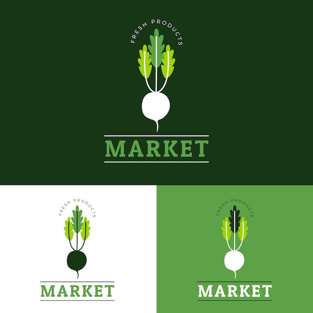 Logotipo de mercado de diseño plano dibujado a mano