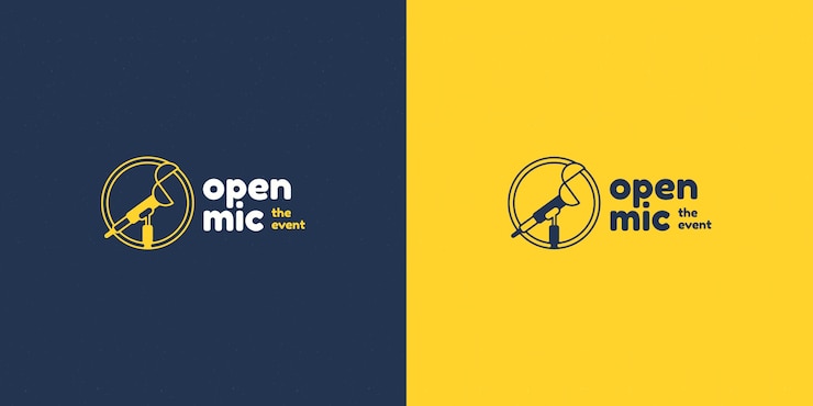 Vector gratuito logotipo de micrófono abierto de diseño plano