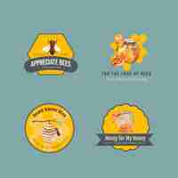 Vector gratuito logotipo con miel para branding y marketing acuarela.