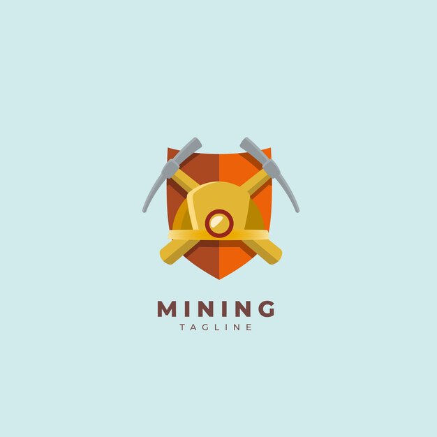 Logotipo de minería plana dibujada a mano de la industria