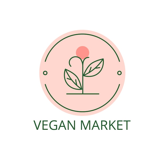 Vector gratuito logotipo minimalista del círculo del mercado vegano