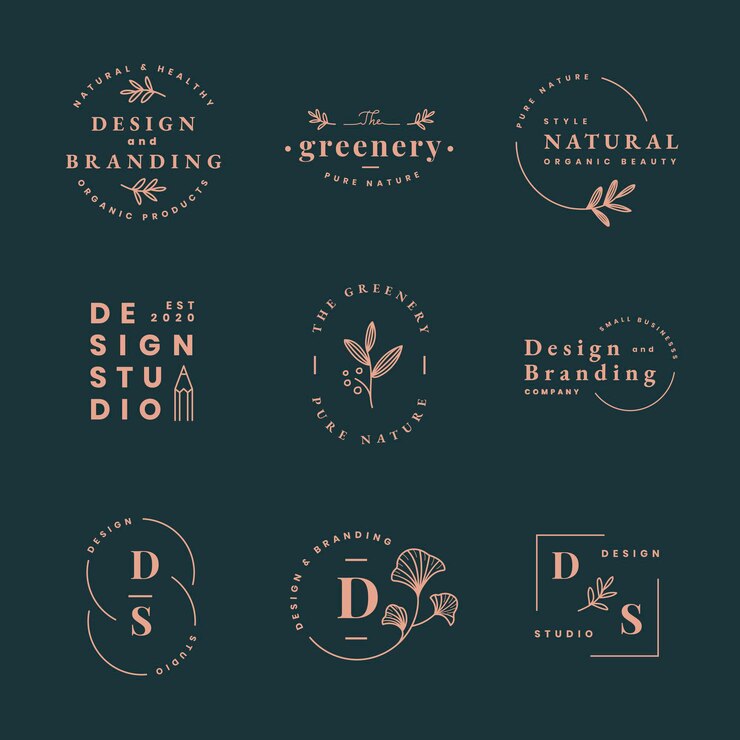 Vector gratuito logotipo de moda estética, plantilla de negocio para el conjunto de vectores de diseño de marca