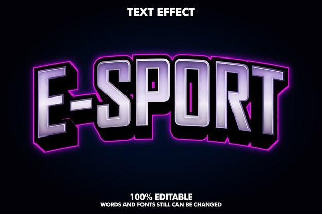Logotipo moderno de E-sport con luz violeta