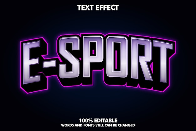 Logotipo moderno de E-sport con luz violeta