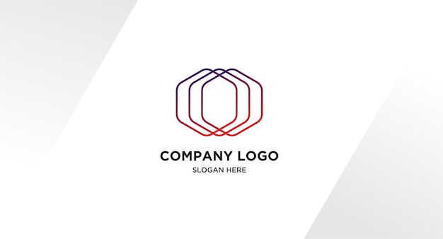 Un logotipo moderno con un hexágono en rojo y morado.