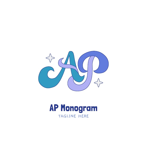 Vector gratuito logotipo de monograma ap dibujado a mano