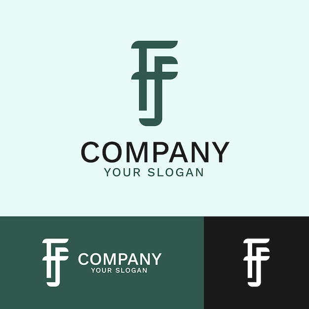 Logotipo de monograma ff de diseño plano