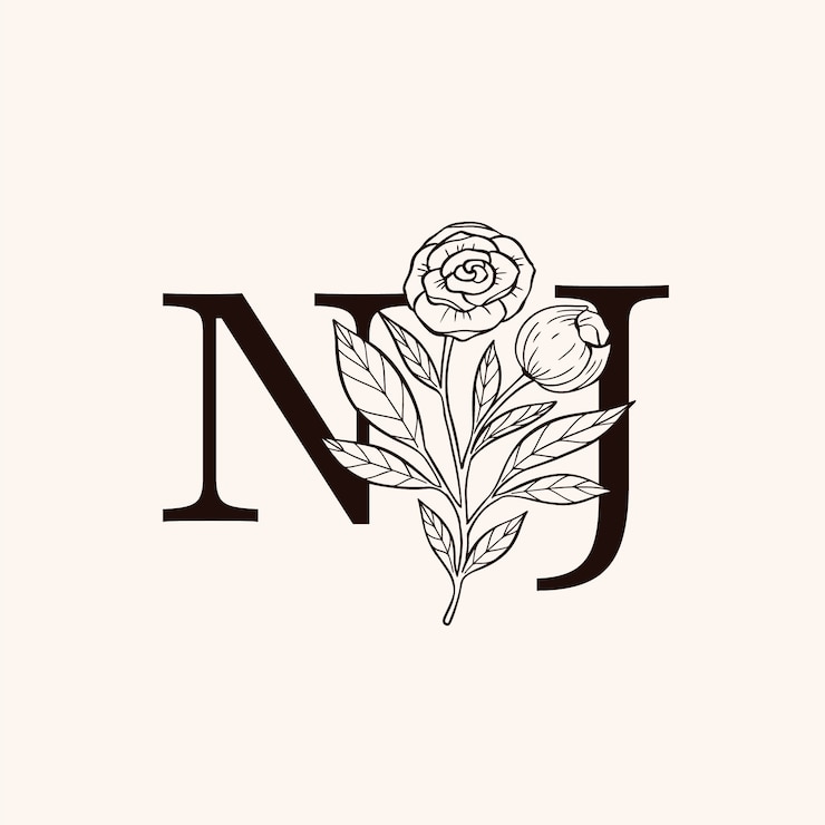Vector gratuito logotipo de monograma floral dibujado a mano