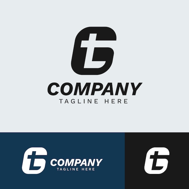 Logotipo de monograma gt de diseño plano