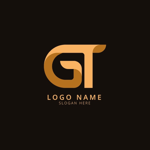 Logotipo de monograma gt de diseño plano