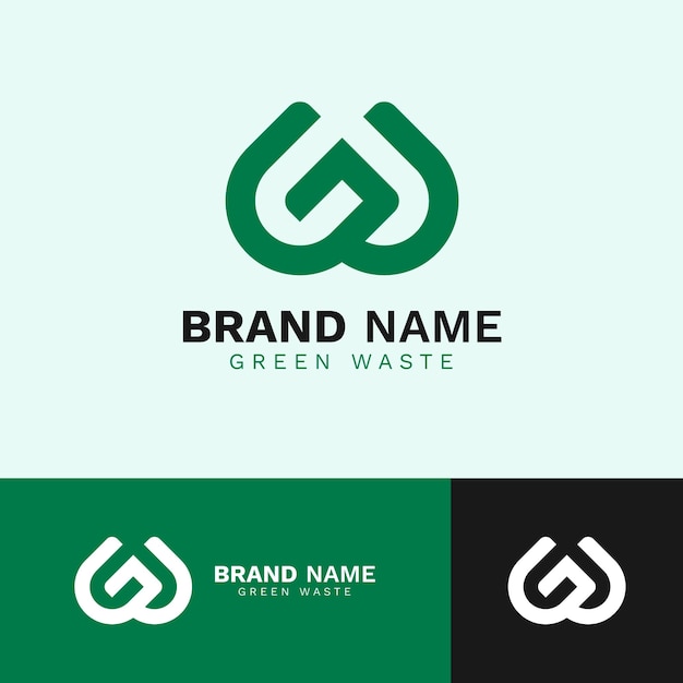 Logotipo de monograma gw de diseño plano