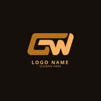 Vector gratuito logotipo de monograma gw de diseño plano