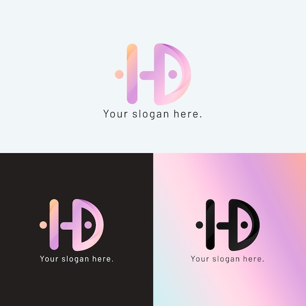 Vector gratuito logotipo de monograma hd degradado