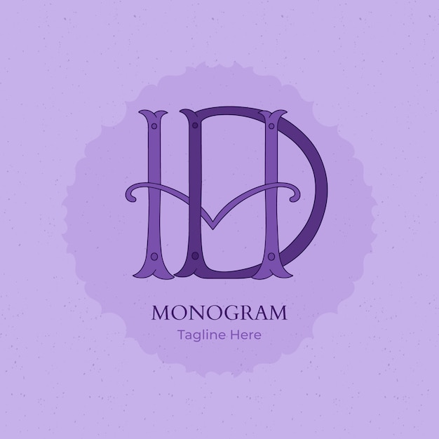 Vector gratuito logotipo de monograma hd dibujado a mano