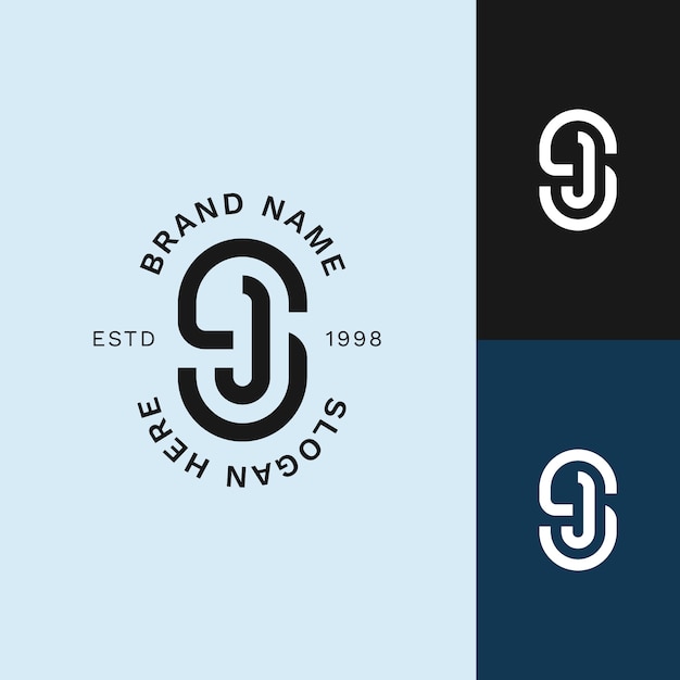 Logotipo de monograma js de diseño plano