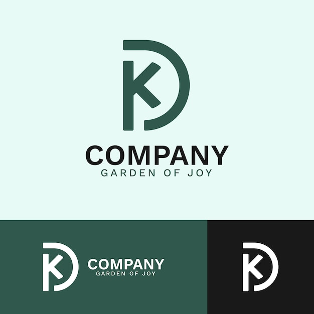 Logotipo de monograma kd de diseño plano