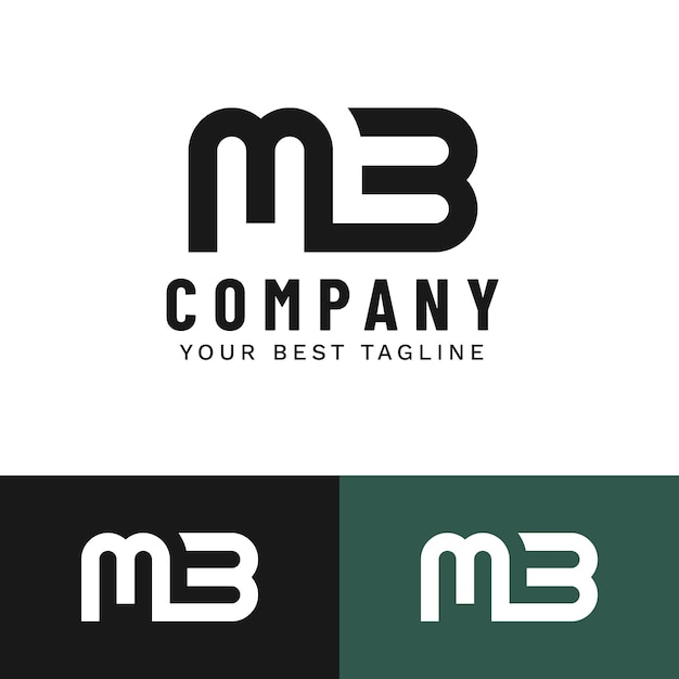 Logotipo de monograma mb de diseño plano