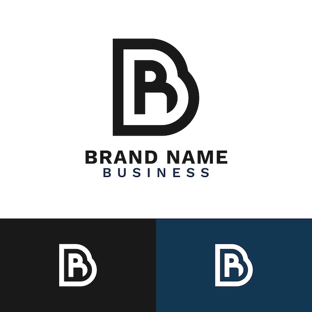 Logotipo de monograma rb de diseño plano