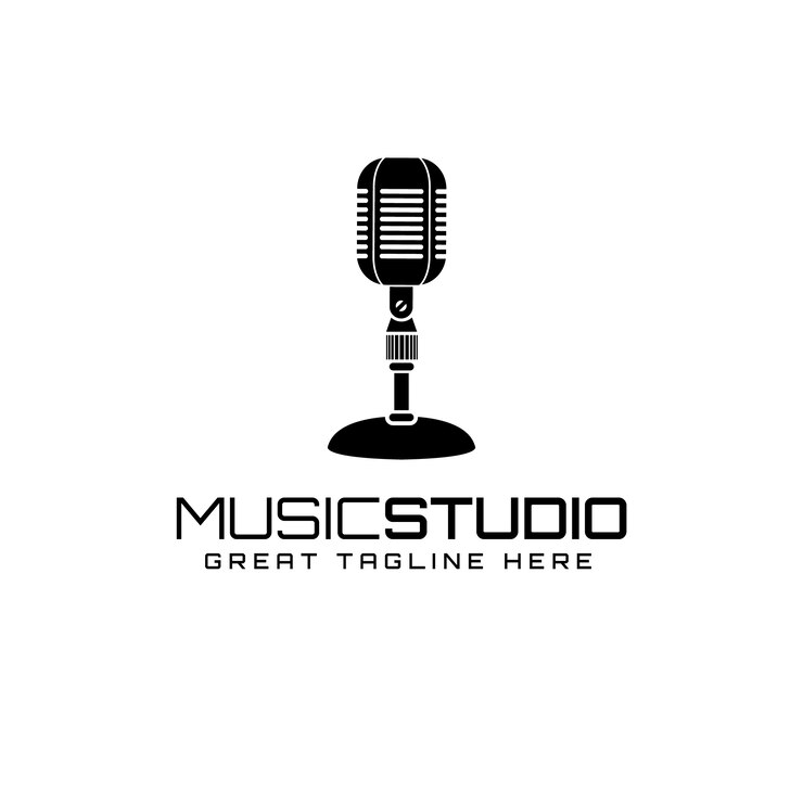 Vector gratuito logotipo de música negra de diseño plano