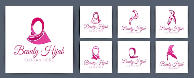 Logotipo de muslimah para hijab o producto de moda de bufanda con color negro muslimah tiene grandes mujeres malas