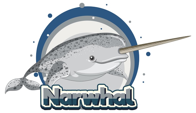 Vector gratuito logotipo de narwhal con carácter de cartón.