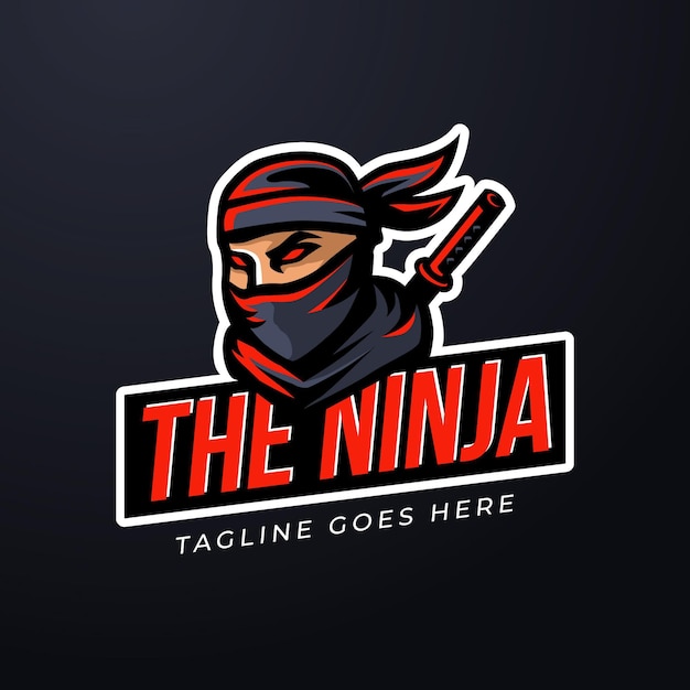 Vector gratuito logotipo de ninja con diferentes detalles.