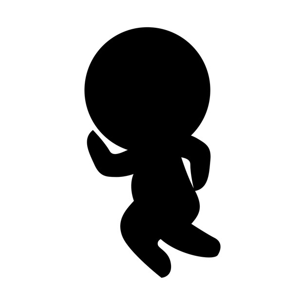 logotipo de niño pequeño corriendo estilo de silueta