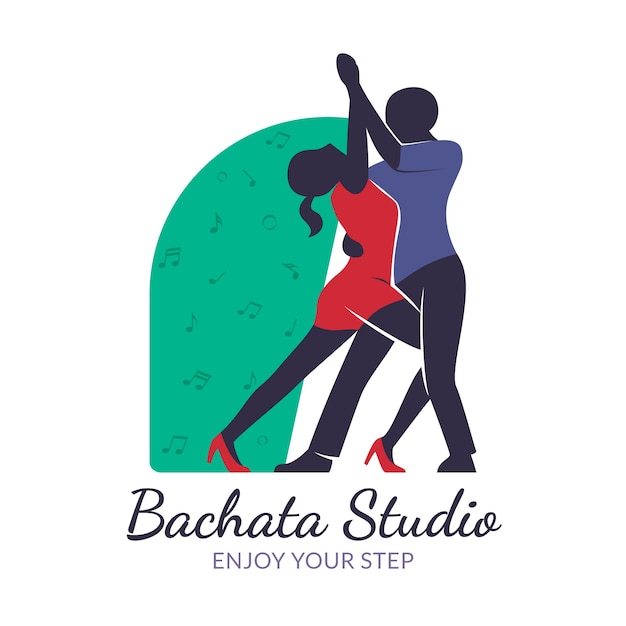 Vector gratuito logotipo o insignia de bachata de diseño plano dibujado a mano