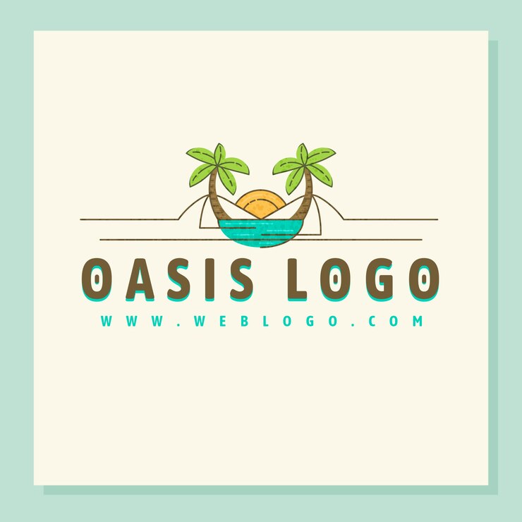 Vector gratuito logotipo de oasis de diseño plano dibujado a mano
