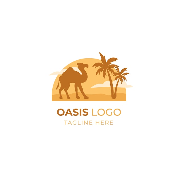 Vector gratuito logotipo de oasis de diseño plano dibujado a mano