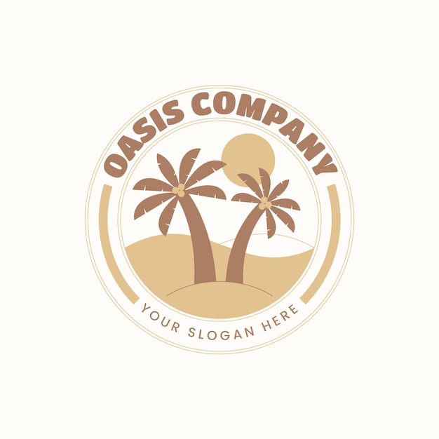 Logotipo de oasis de diseño plano