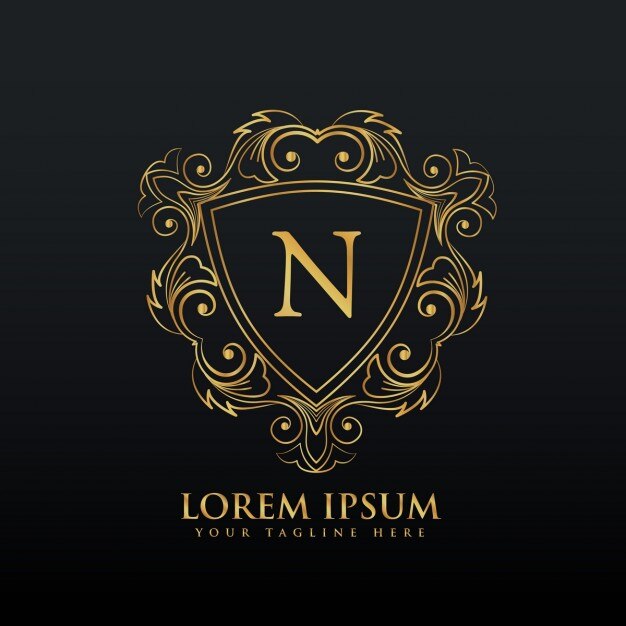 Vector gratuito logotipo ornamental dorado con la letra n
