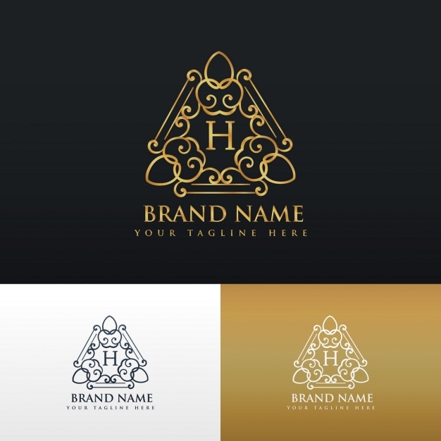 Vector gratuito logotipo ornamental de lujo con la letra h