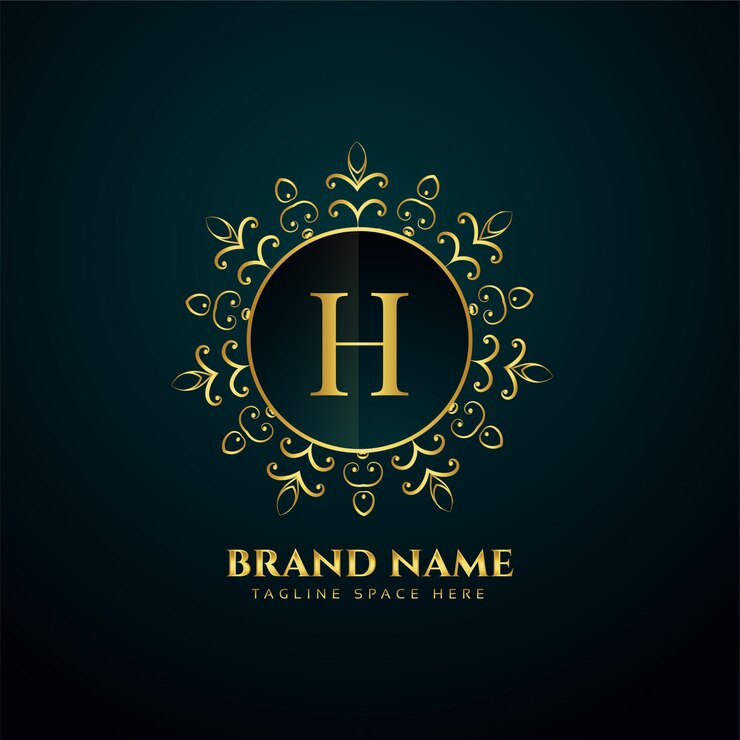 Vector gratuito logotipo de oro oranmental letra h de lujo